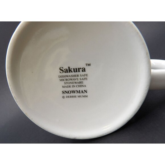 Sakura Debbie Mumm Snowman Stoneware Coffee Cup Dishwasher & Microwave Safe - Picture 5 of 5